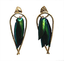 Lingua Nigra Arched Seasons - Enclosed Beetle Wing Earrings