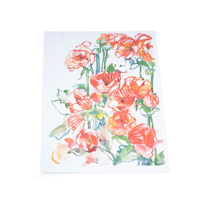 Scarlet Crane "Poppy Fields" Watercolor Art Print