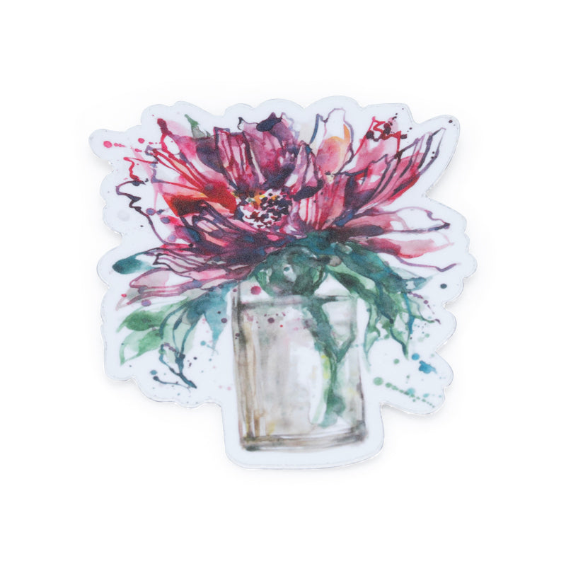 Scarlet Crane "First Bloom" Watercolor Art Sticker