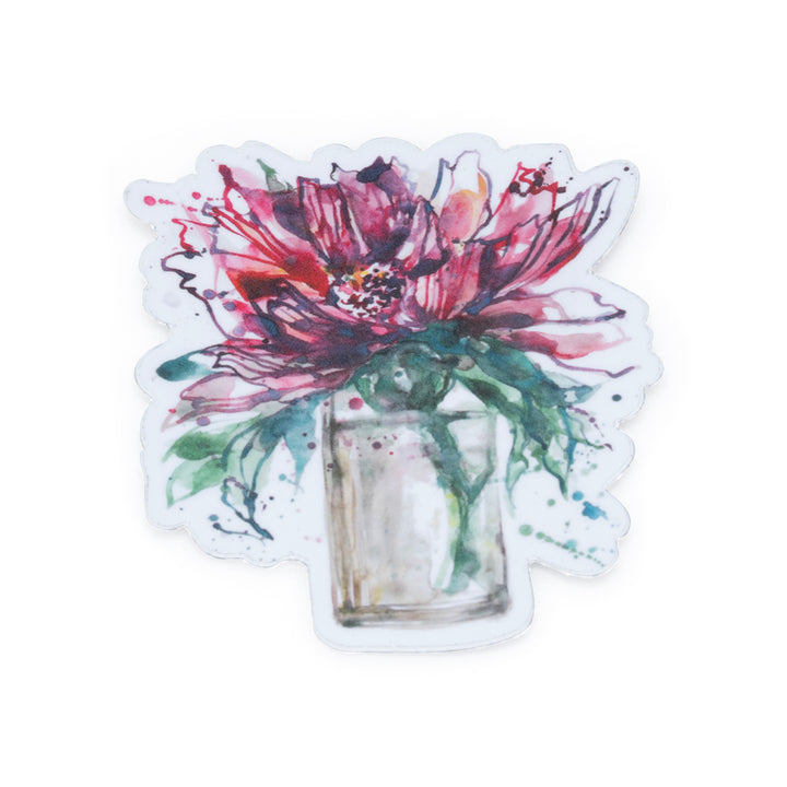 Scarlet Crane "First Bloom" Watercolor Art Sticker
