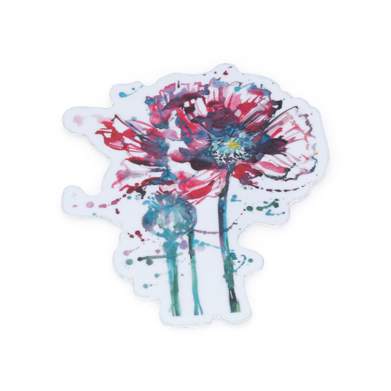 Scarlet Crane "Poppy Bloom" Watercolor Art Sticker