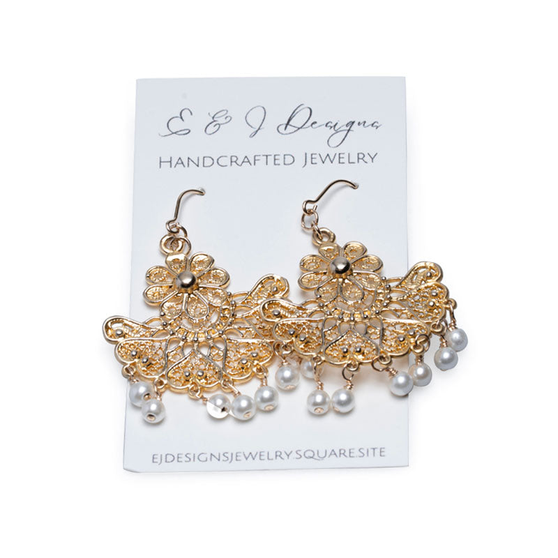 E & J Designs Handcrafted Jewelry Gold brass chandeliers