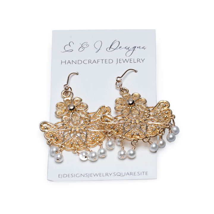 E & J Designs Handcrafted Jewelry Gold brass chandeliers