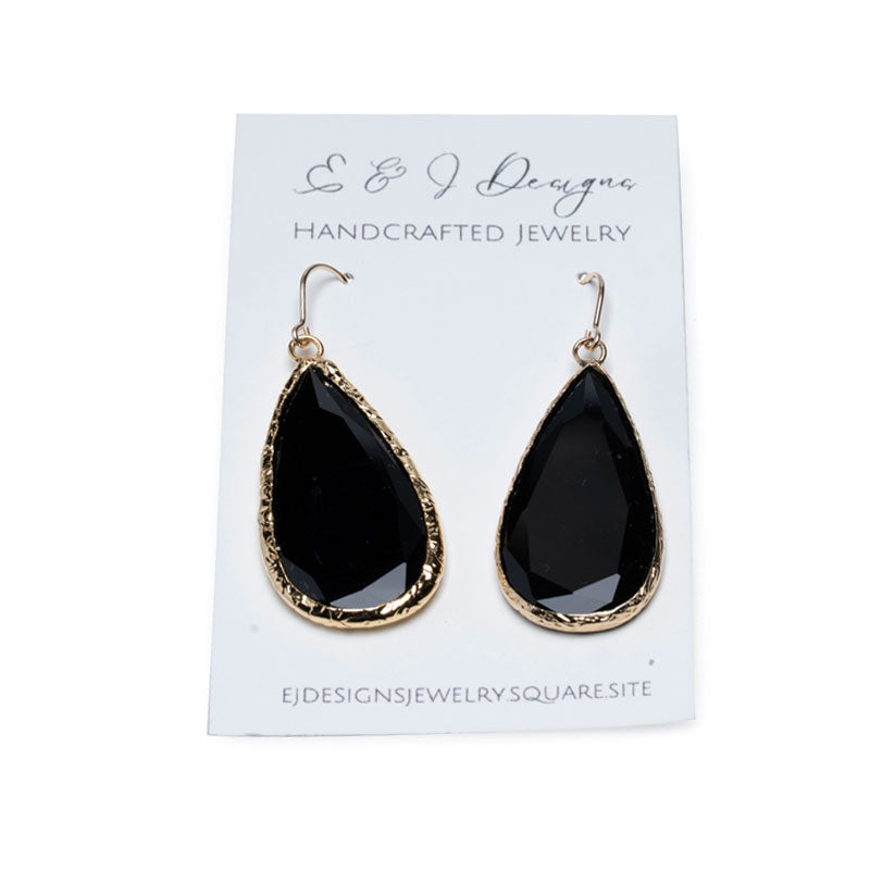 E & J Designs Handcrafted Jewelry Black Crystal earrings
