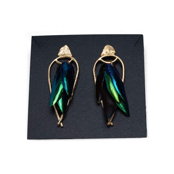 Lingua Nigra Arched Seasons - Enclosed Beetle Wing Earrings