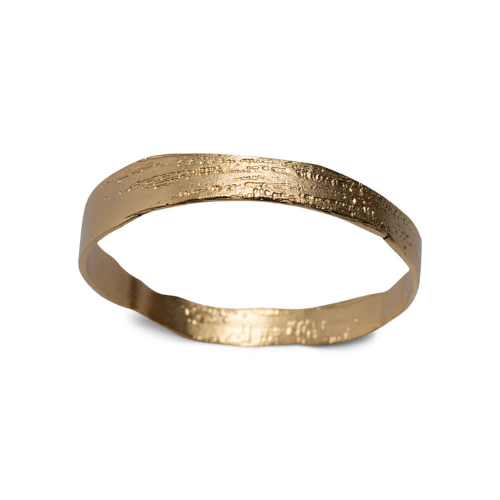 Lingua Nigra Aleda - Hand Etched Gold Toned Bangle - Single Bangle