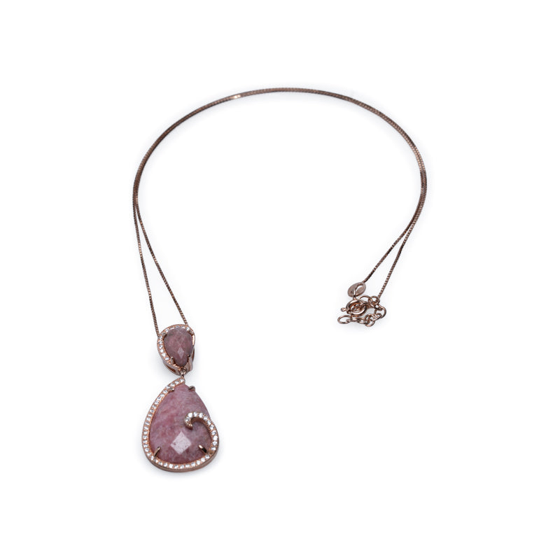 Salvatore Plata Rose Gold-Plated Pink Quartz Drop Earrings