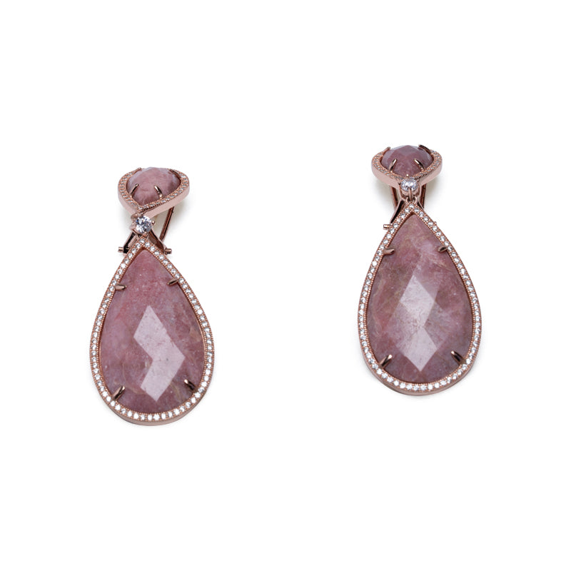 Salvatore Plata Rose Gold-Plated Pink Quartz Pendant Necklace
