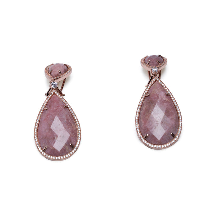 Salvatore Plata Rose Gold-Plated Pink Quartz Pendant Necklace