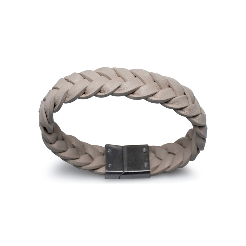 Salvatore Plata Braided Leather Bracelet with Stainless Steel Clasp