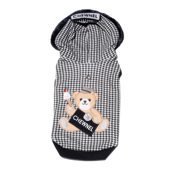 PetTee Apparel Chewnel Houndstooth Bear Hoodie