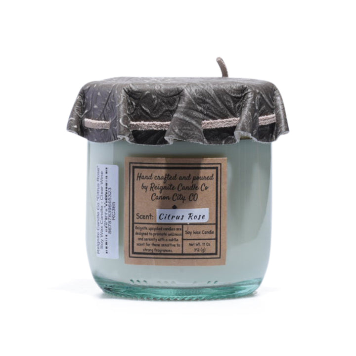 Reignite Candle Co "Citrus Rose" Soy Wax Candle - Clear Wine Glass  11 oz
