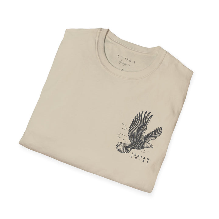Evora Design Co. | Isaiah 40:31 Christian T-Shirt | “Soar on Wings Like Eagles” | Faith + Strength Tee for Men & Women