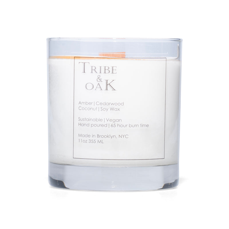 Tribe & Oak 11oz Coconut Soy Wax Candle with Wooden Wick