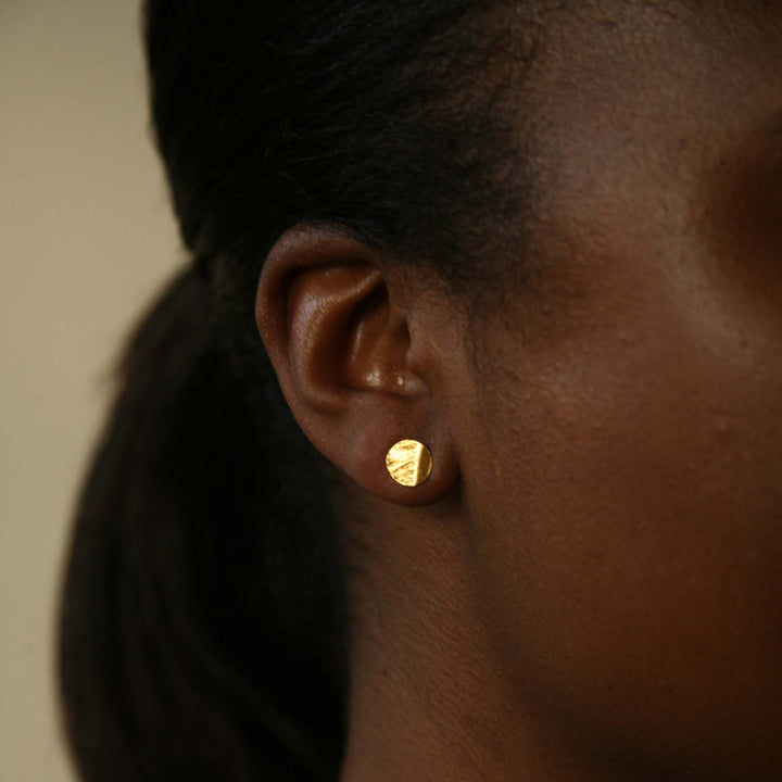 Lingua Nigra Tiny Vermeil Circle Stud Post Earrings