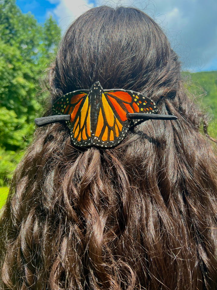 Stitchwalker Leather Handmade Monach Butterfly Hairpiece