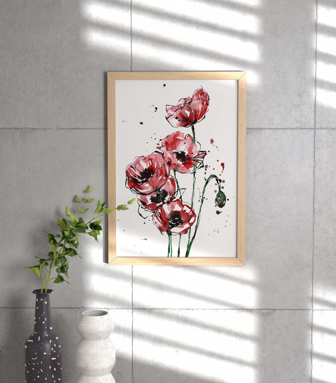 Scarlet Crane "Poppy Fields" Watercolor Art Print