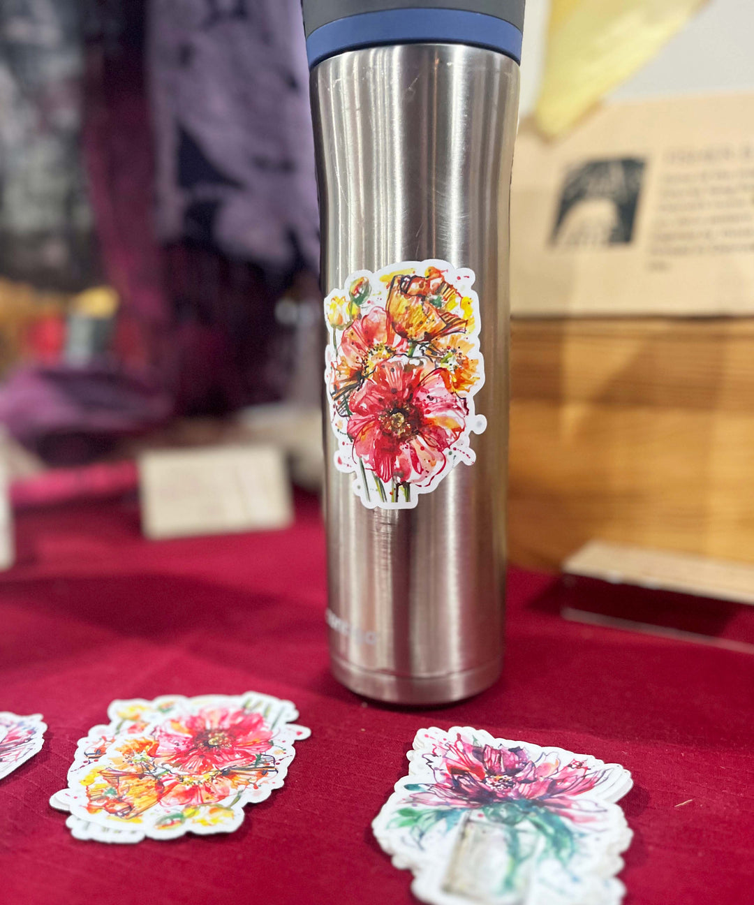 Scarlet Crane "Sunshine Bouquet" Watercolor Art Sticker