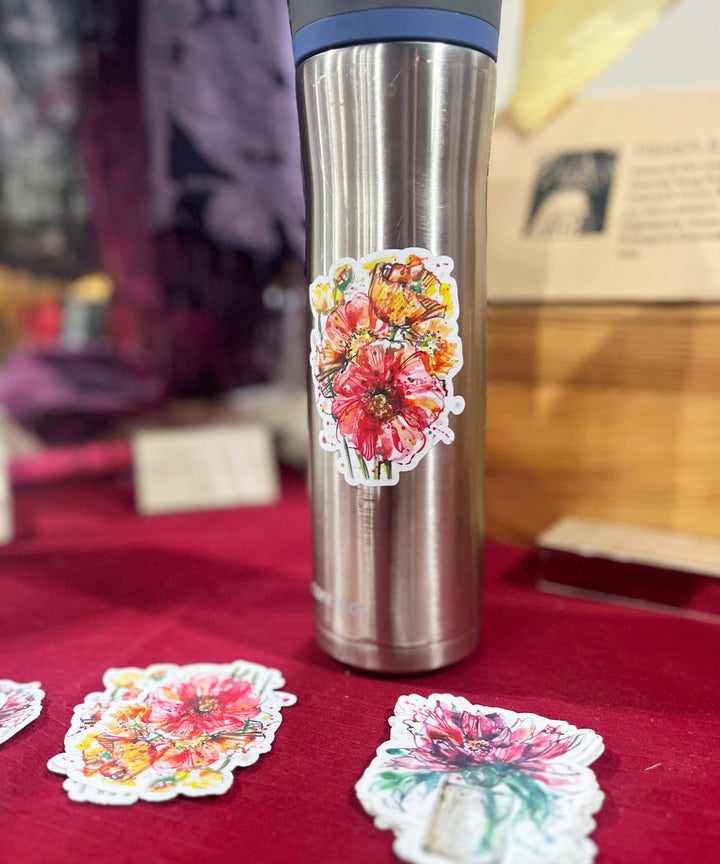 Scarlet Crane "Sunshine Bouquet" Watercolor Art Sticker