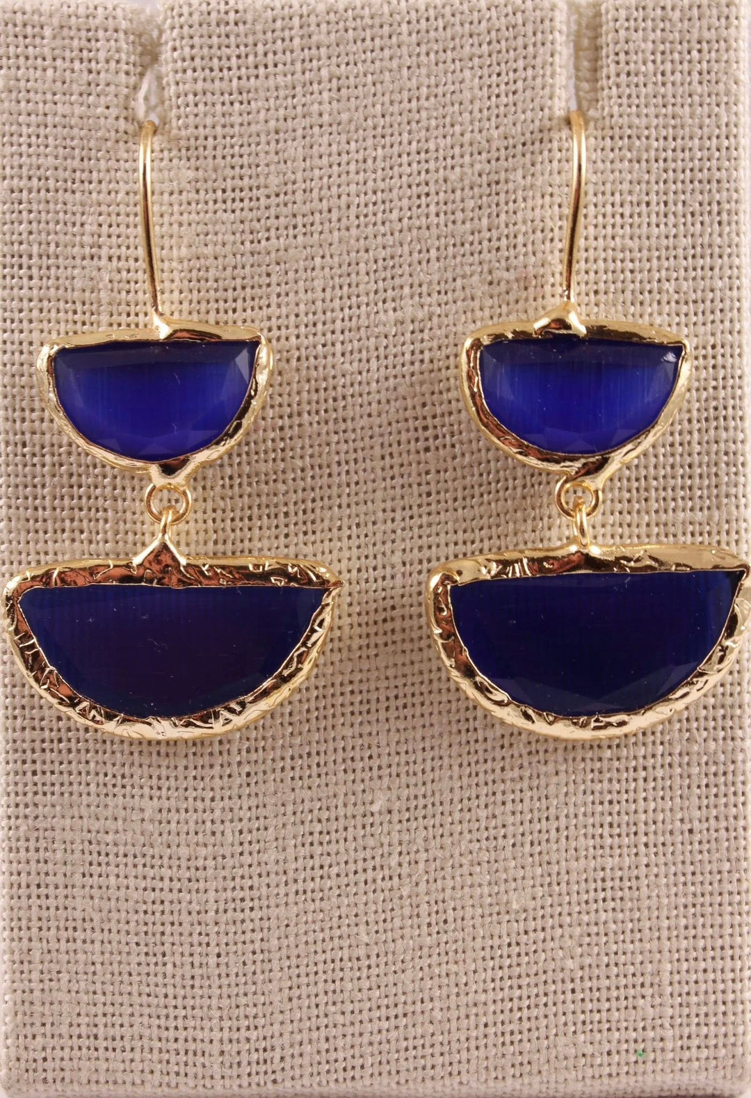 E & J Designs Handcrafted Jewelry Navy Blue cats eyes earrings