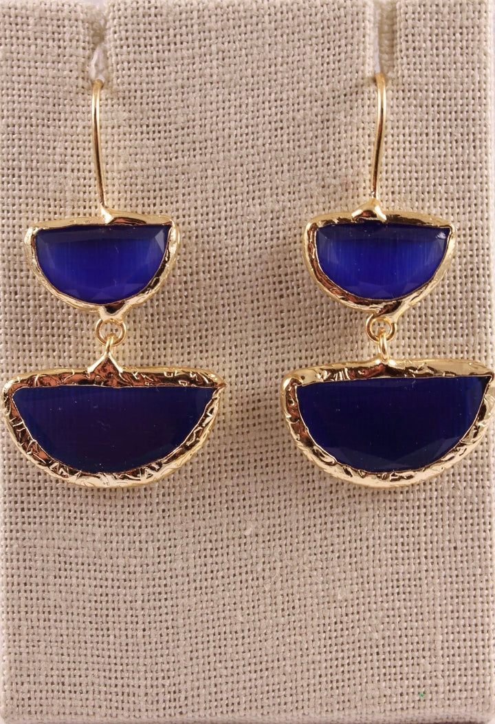 E & J Designs Handcrafted Jewelry Navy Blue cats eyes earrings