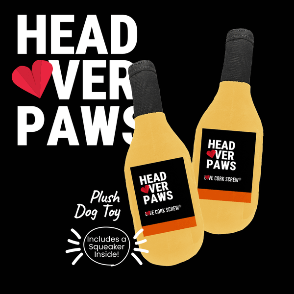 Love Cork Screw Wine Pup Toy Head Over Paws