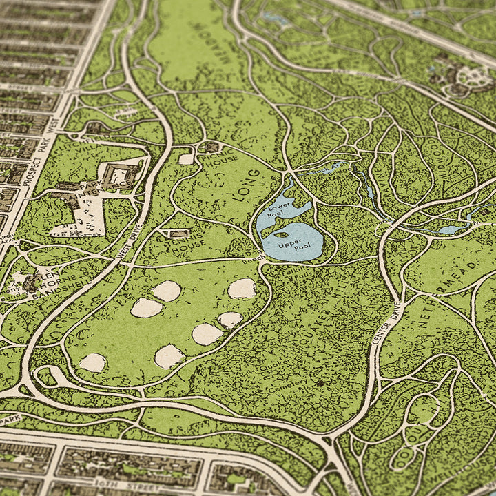 Blue Monocle Maps Prospect Park, Brooklyn Map Art Print