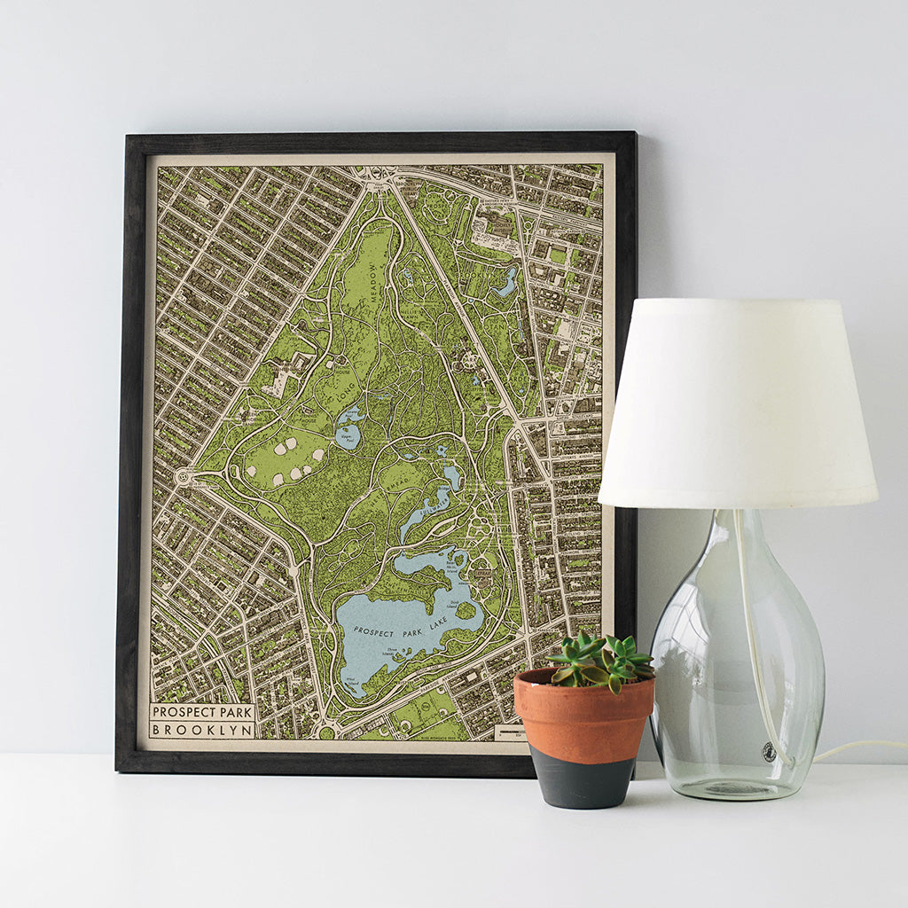 Blue Monocle Maps Prospect Park, Brooklyn Map Art Print