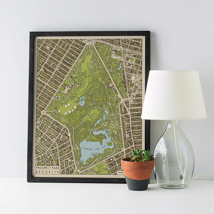 Blue Monocle Maps Prospect Park, Brooklyn Map Art Print