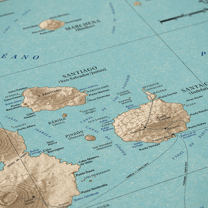Blue Monocle Maps Galapagos Islands Map Art Print