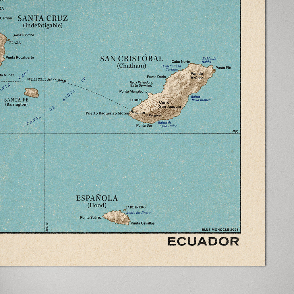 Blue Monocle Maps Galapagos Islands Map Art Print