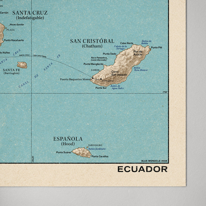 Blue Monocle Maps Galapagos Islands Map Art Print