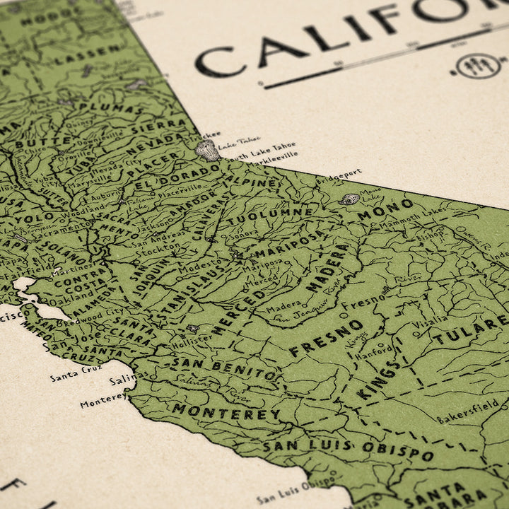 Blue Monocle Maps California Map Art Print