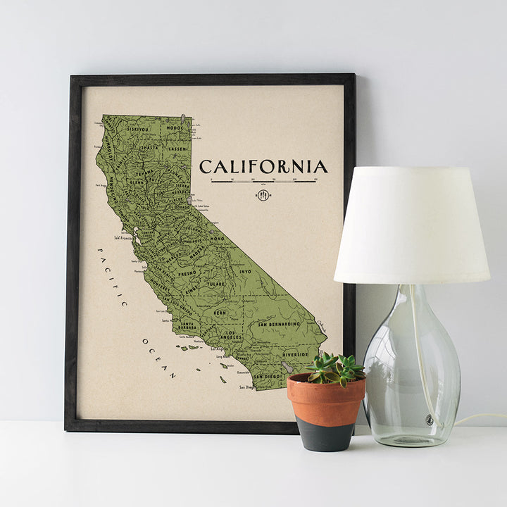 Blue Monocle Maps California Map Art Print