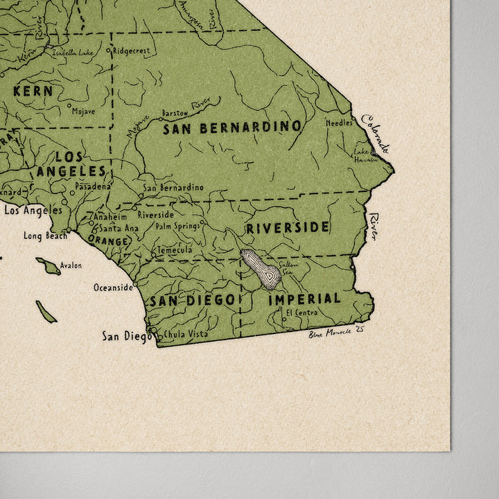 Blue Monocle Maps California Map Art Print