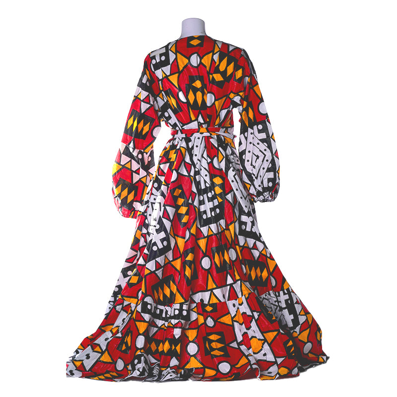 Cheryl Renee's Things Geometric Print Wrap Dress (Multicolored)