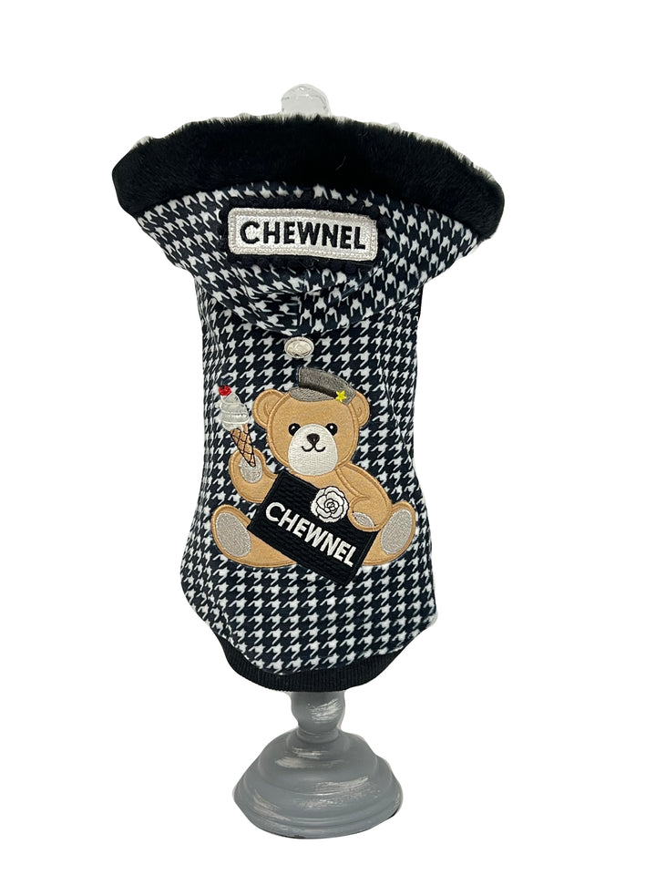 PetTee Apparel Chewnel Houndstooth Bear Hoodie