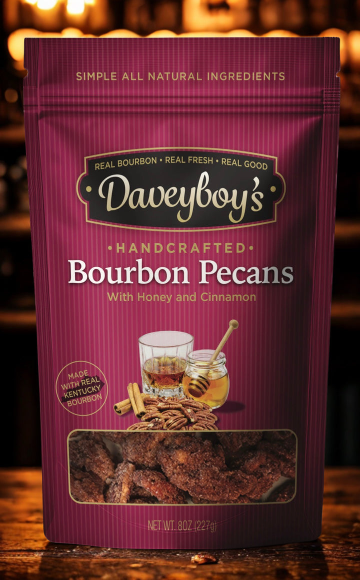 Daveyboy's Bourbon Pecans with Honey and Cinnamon 8 oz bag