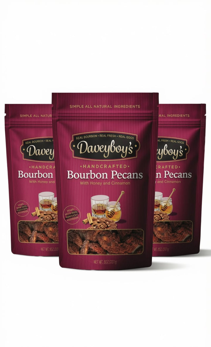 Daveyboy's Bourbon Pecans with Honey and Cinnamon 8 oz bag