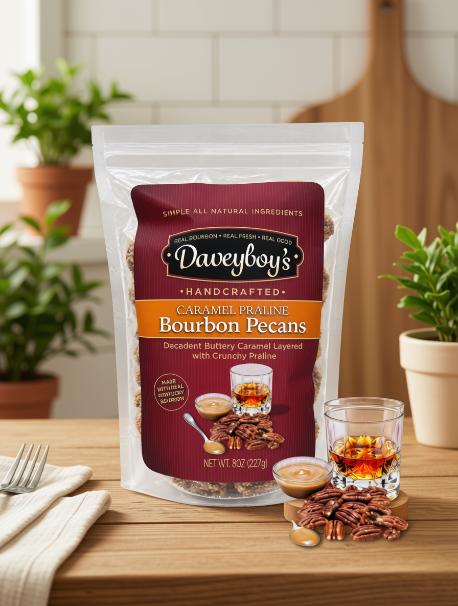 Daveyboy's Bourbon Pecans Caramel Praline 8 oz bag
