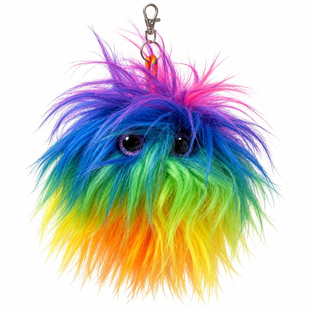 DJ+FRIENDS Fluffy Rainbow Round Keychain/Bag Charm