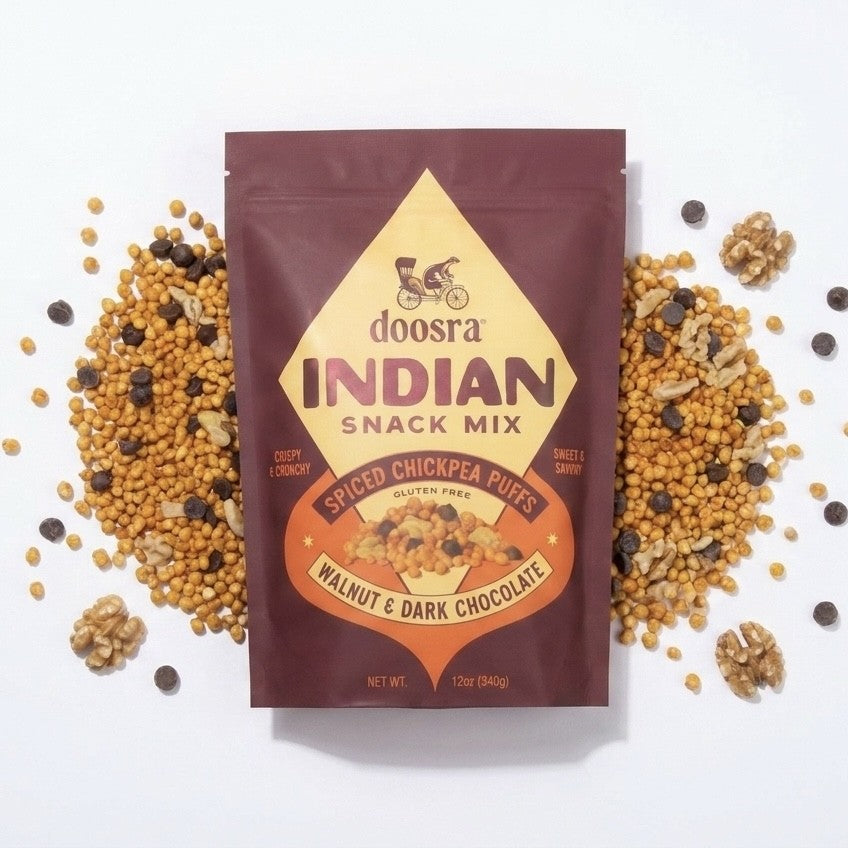 Doosra Indian Snack Mix - Spiced Chickpea Puffs, Walnut & Dark Chocolate