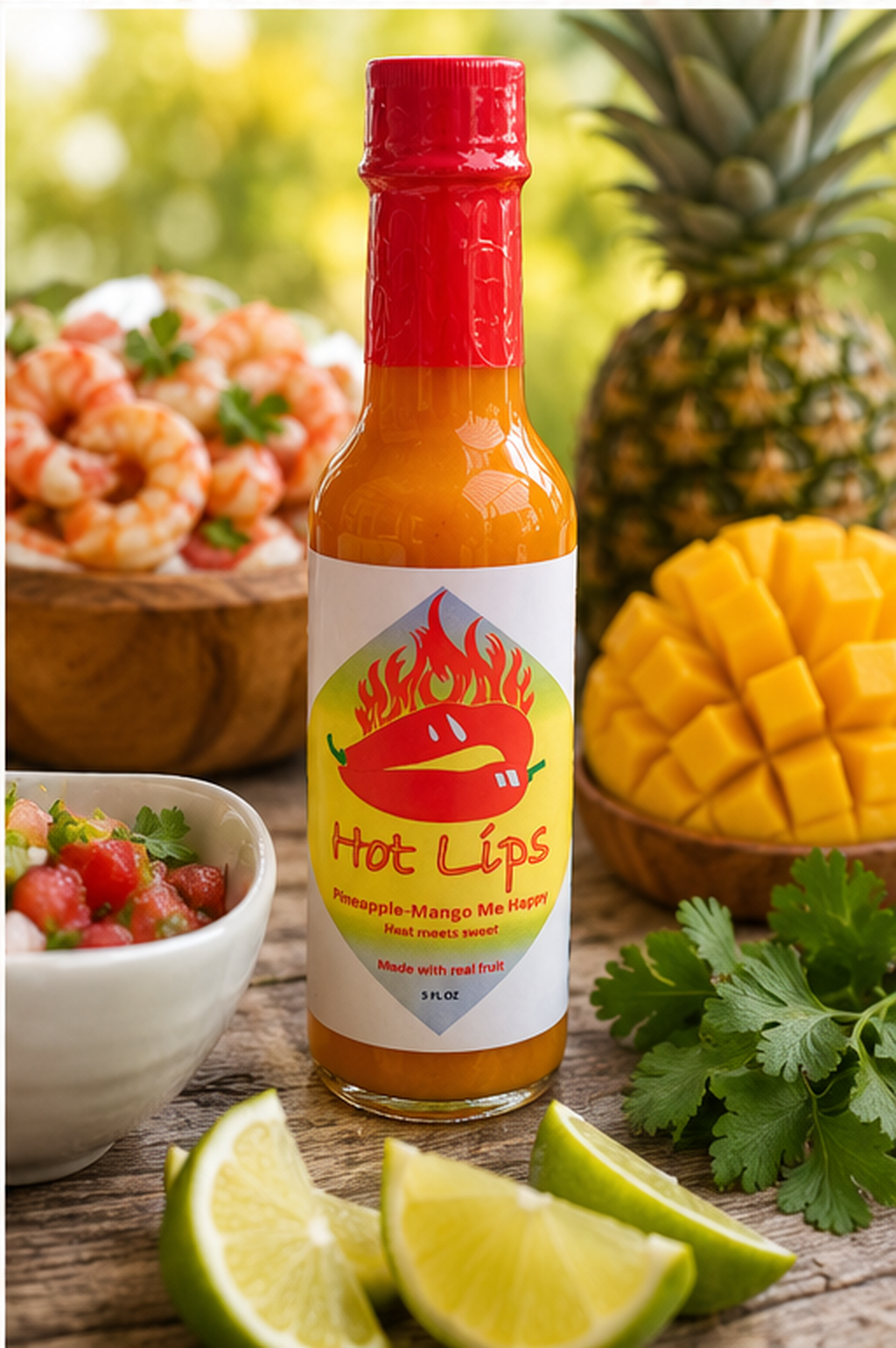 Hot Lips Pineapple Mango Me Happy Hot Sauce