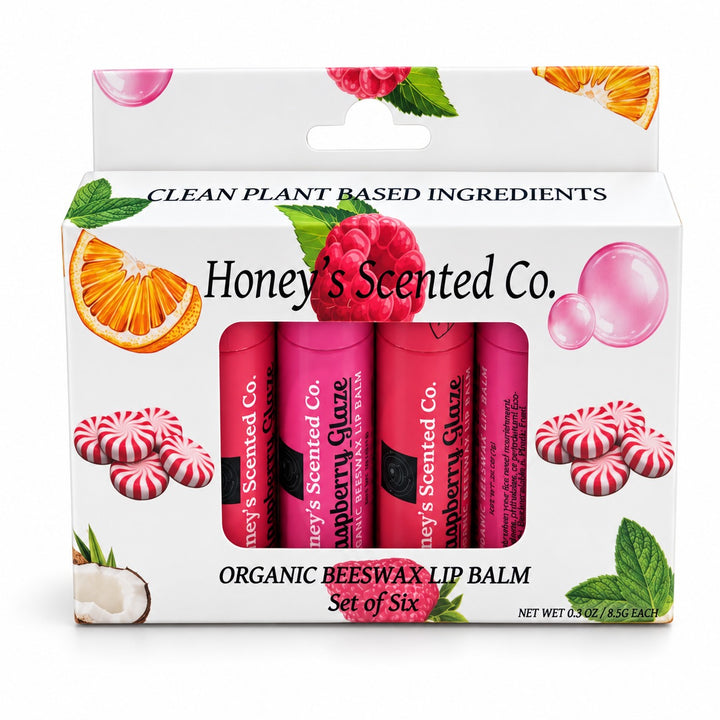 Honey's Scented Co. Organic Plastic-free Beeswax Lip Balm (6 Pack)