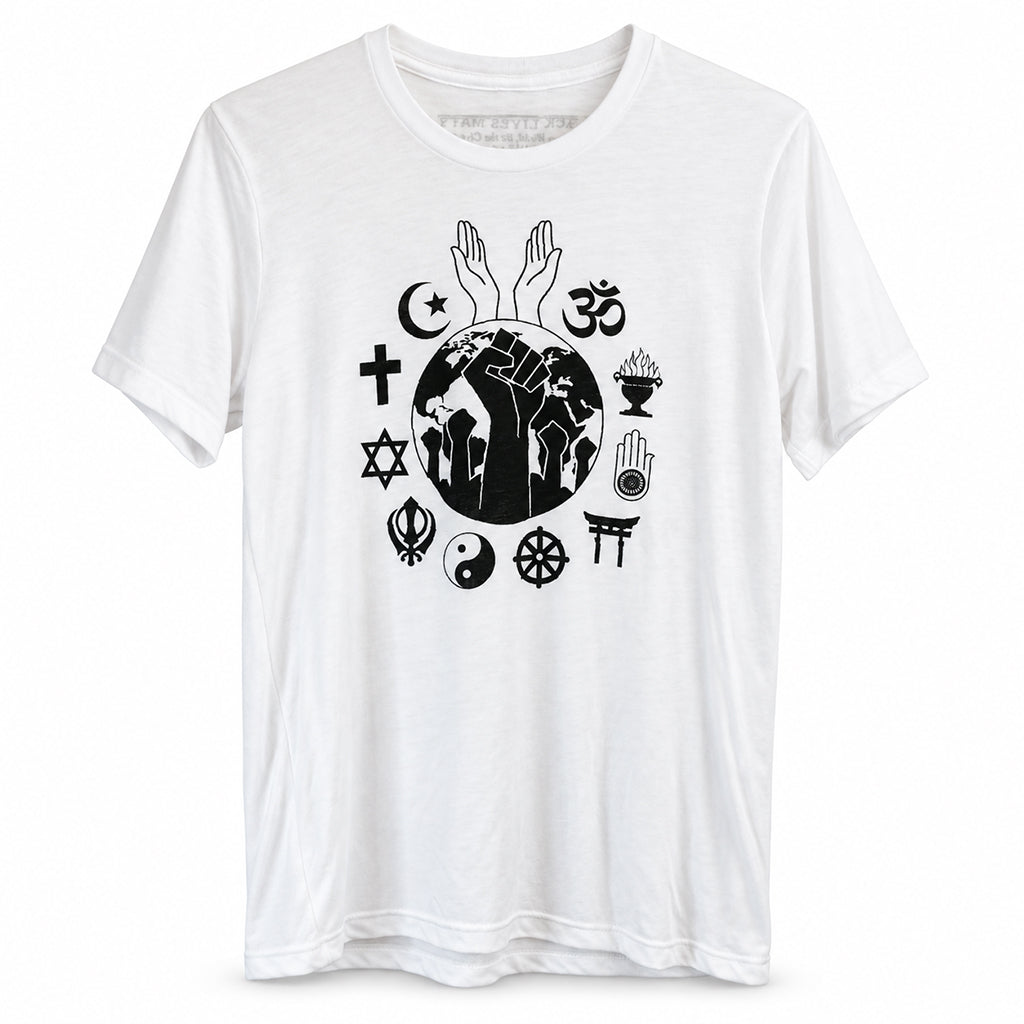 Ihsan Ishan Design — Black Lives Matter One World Unisex White Tee