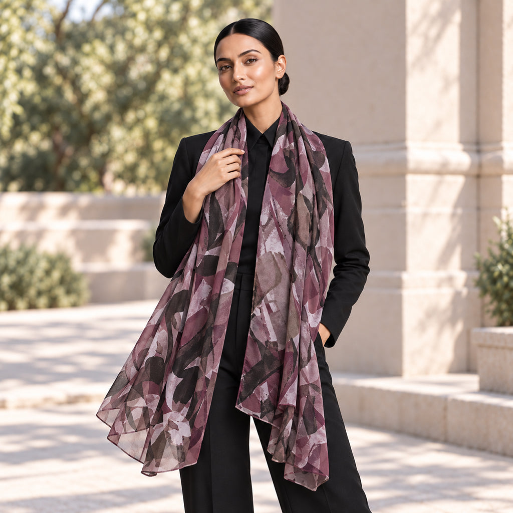 Ihsan Ishan Design — Inshallah Arabic Calligraphy Silk-Blend Scarf