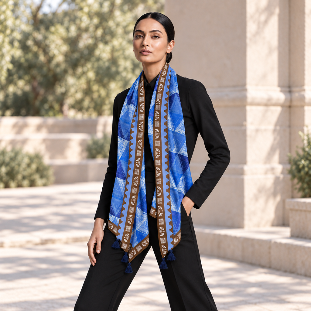 Ihsan Ishan Design — Amazigh “Always Be Free” Silk-Blend Scarf