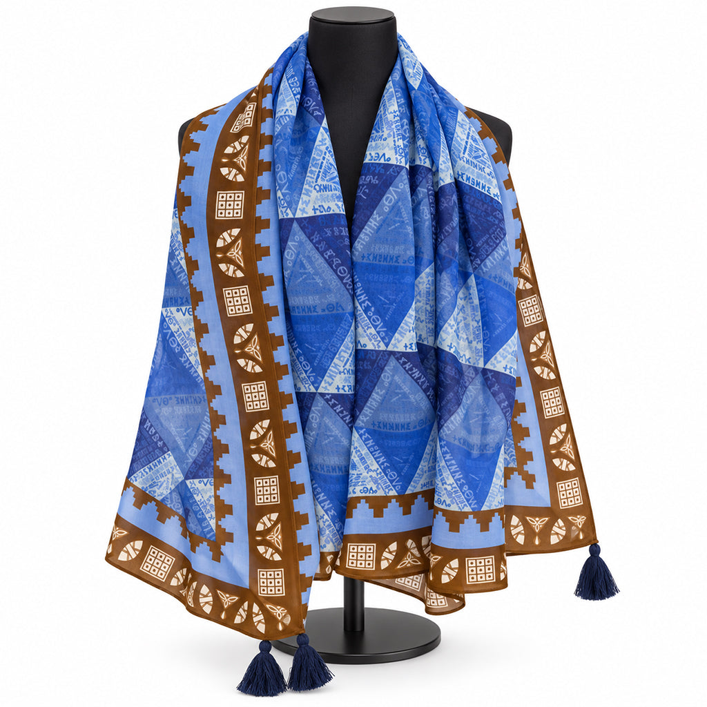 Ihsan Ishan Design — Amazigh “Always Be Free” Silk-Blend Scarf