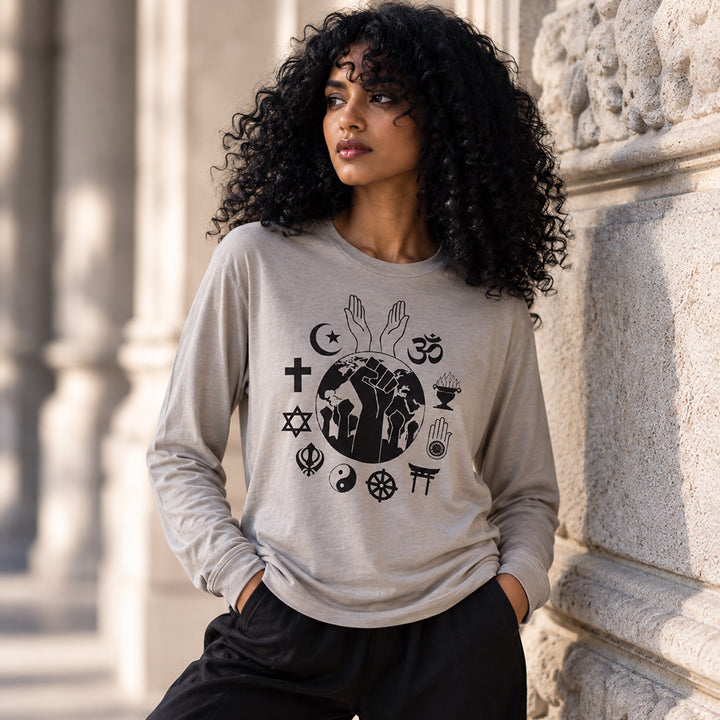 Ihsan Ishan Design — Black Lives Matter One World Unisex Gray Long-Sleeve Tee