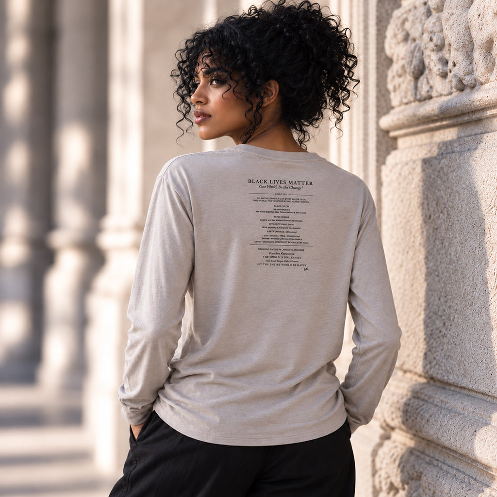 Ihsan Ishan Design — Black Lives Matter One World Unisex Gray Long-Sleeve Tee